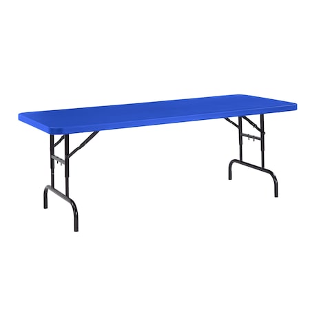 National Public Seating Rectangle Folding Table, 30" W, 72" L, 22-28.5" H, Blow-molded plastic Top, Blue BTA-3072-04